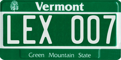 VT license plate LEX007