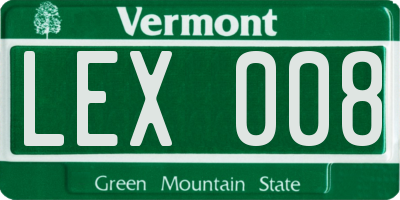 VT license plate LEX008
