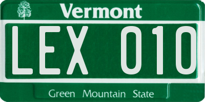 VT license plate LEX010