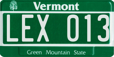 VT license plate LEX013