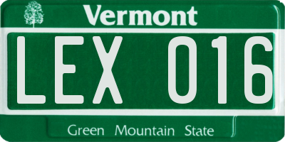 VT license plate LEX016