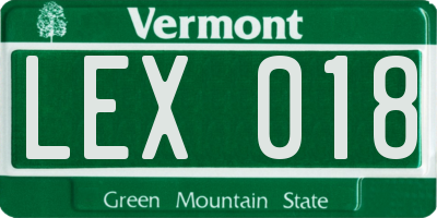 VT license plate LEX018