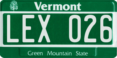 VT license plate LEX026