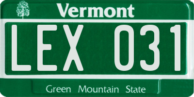 VT license plate LEX031