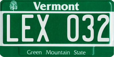 VT license plate LEX032