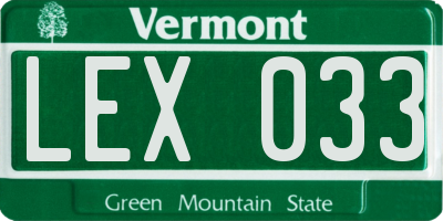 VT license plate LEX033