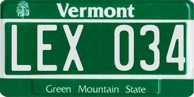 VT license plate LEX034