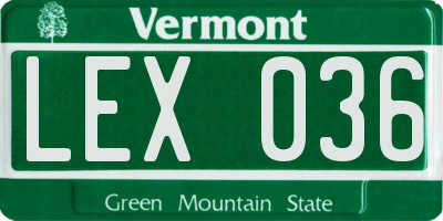 VT license plate LEX036