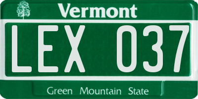 VT license plate LEX037