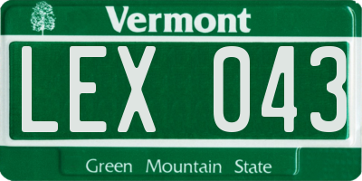 VT license plate LEX043
