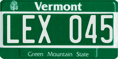 VT license plate LEX045