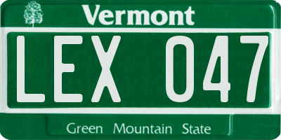 VT license plate LEX047