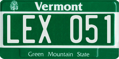 VT license plate LEX051