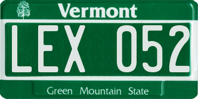 VT license plate LEX052