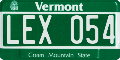 VT license plate LEX054