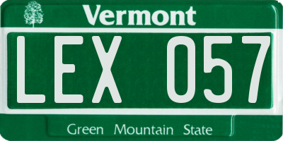 VT license plate LEX057
