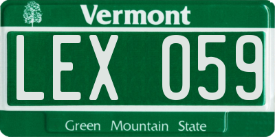 VT license plate LEX059