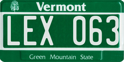 VT license plate LEX063