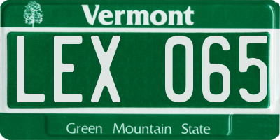 VT license plate LEX065