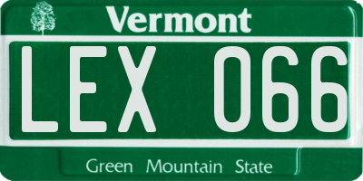 VT license plate LEX066