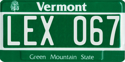 VT license plate LEX067