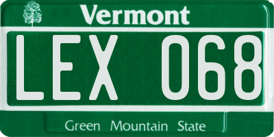 VT license plate LEX068