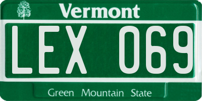 VT license plate LEX069