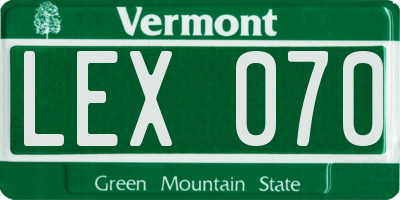 VT license plate LEX070