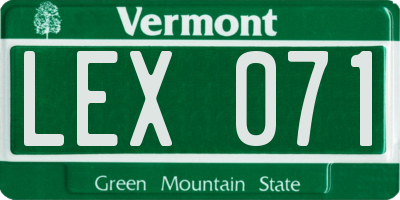 VT license plate LEX071