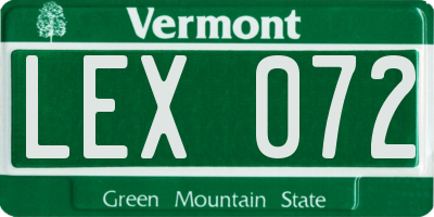 VT license plate LEX072