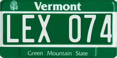 VT license plate LEX074