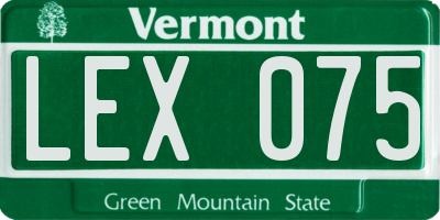 VT license plate LEX075