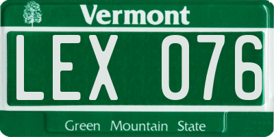 VT license plate LEX076