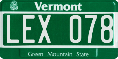 VT license plate LEX078