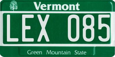 VT license plate LEX085