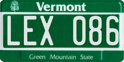 VT license plate LEX086