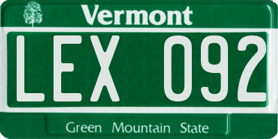 VT license plate LEX092