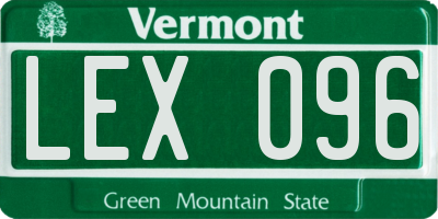 VT license plate LEX096