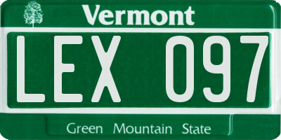 VT license plate LEX097