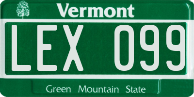VT license plate LEX099