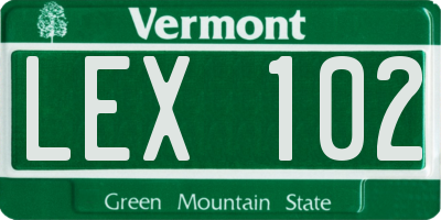 VT license plate LEX102