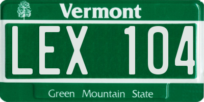 VT license plate LEX104