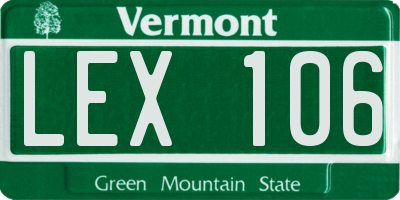 VT license plate LEX106