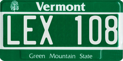 VT license plate LEX108