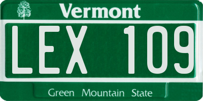 VT license plate LEX109