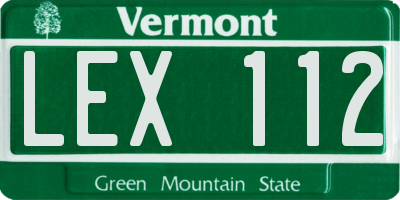 VT license plate LEX112