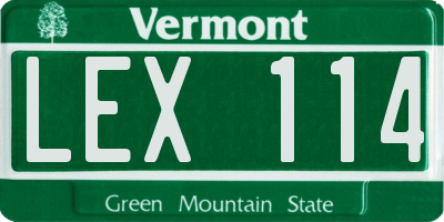 VT license plate LEX114