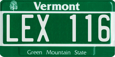 VT license plate LEX116