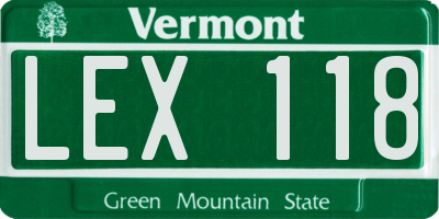 VT license plate LEX118