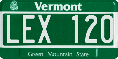 VT license plate LEX120